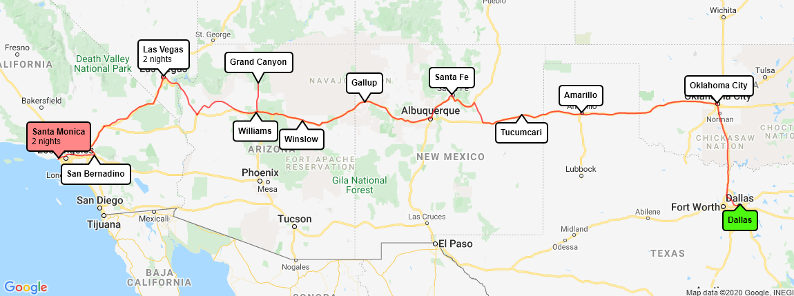 route 66 holiday map